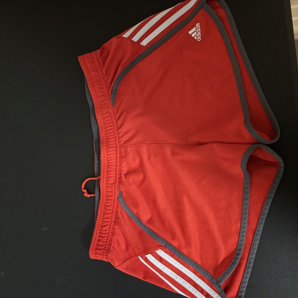 Adidas Red and Gray Sports Shorts